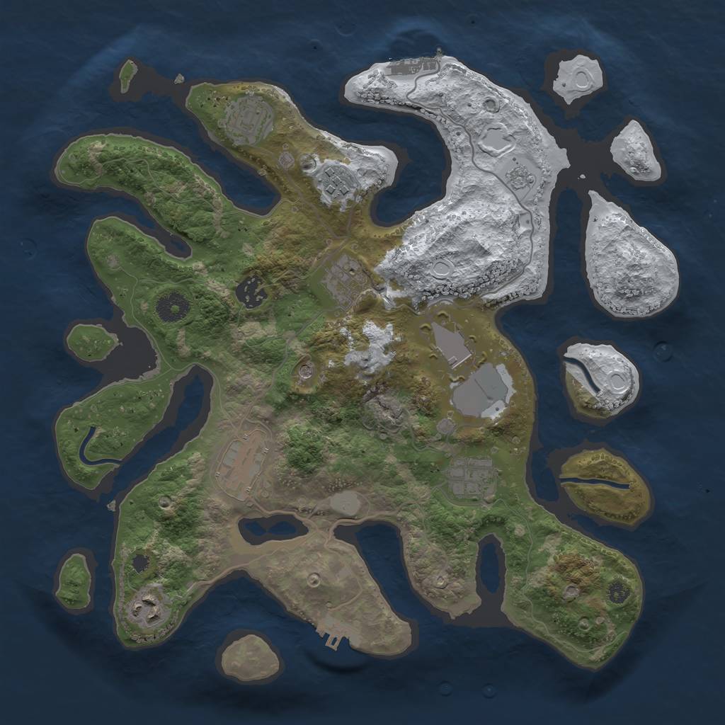 Rust Map: Procedural Map, Size: 3500, Seed: 4304777, 17 Monuments