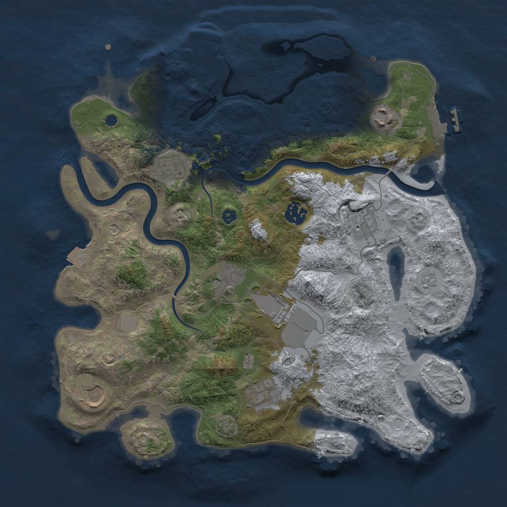 Rust Map: Procedural Map, Size: 3500, Seed: 4378191, 15 Monuments