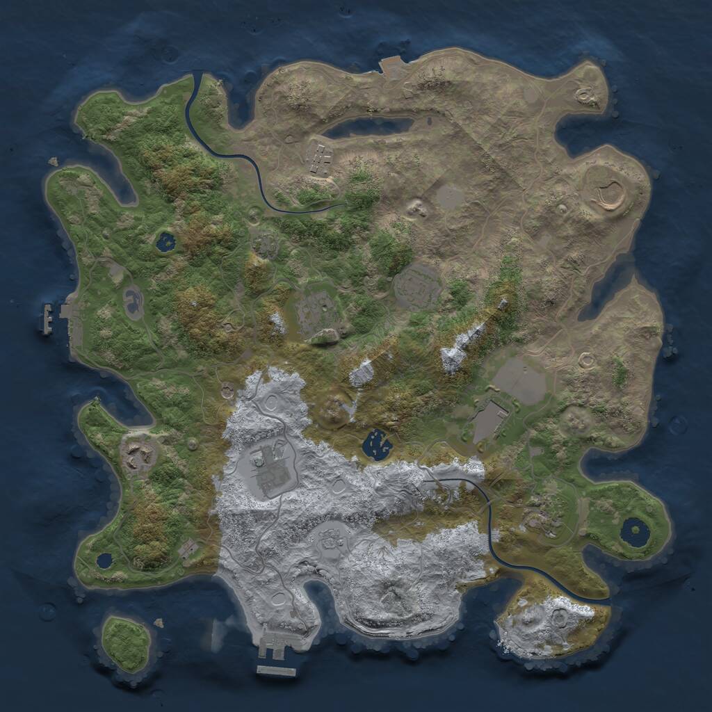 Rust Map: Procedural Map, Size: 3700, Seed: 3768912, 15 Monuments
