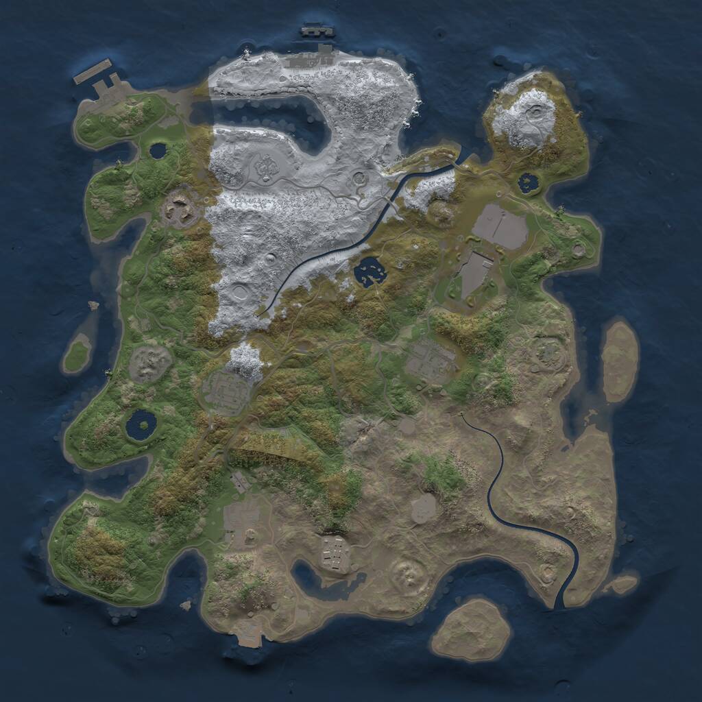 Rust Map: Procedural Map, Size: 3500, Seed: 5669838, 13 Monuments