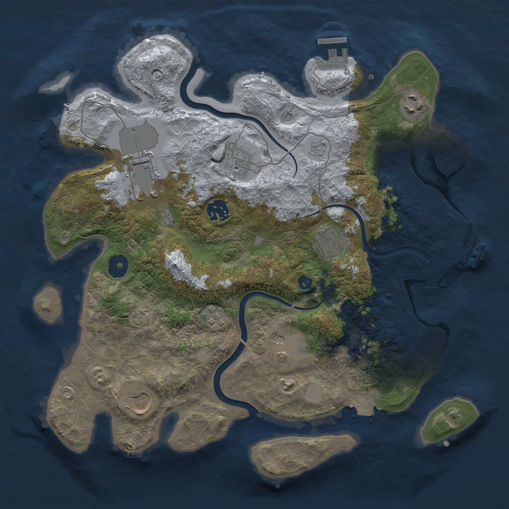 Rust Map: Procedural Map, Size: 3500, Seed: 4973792, 14 Monuments