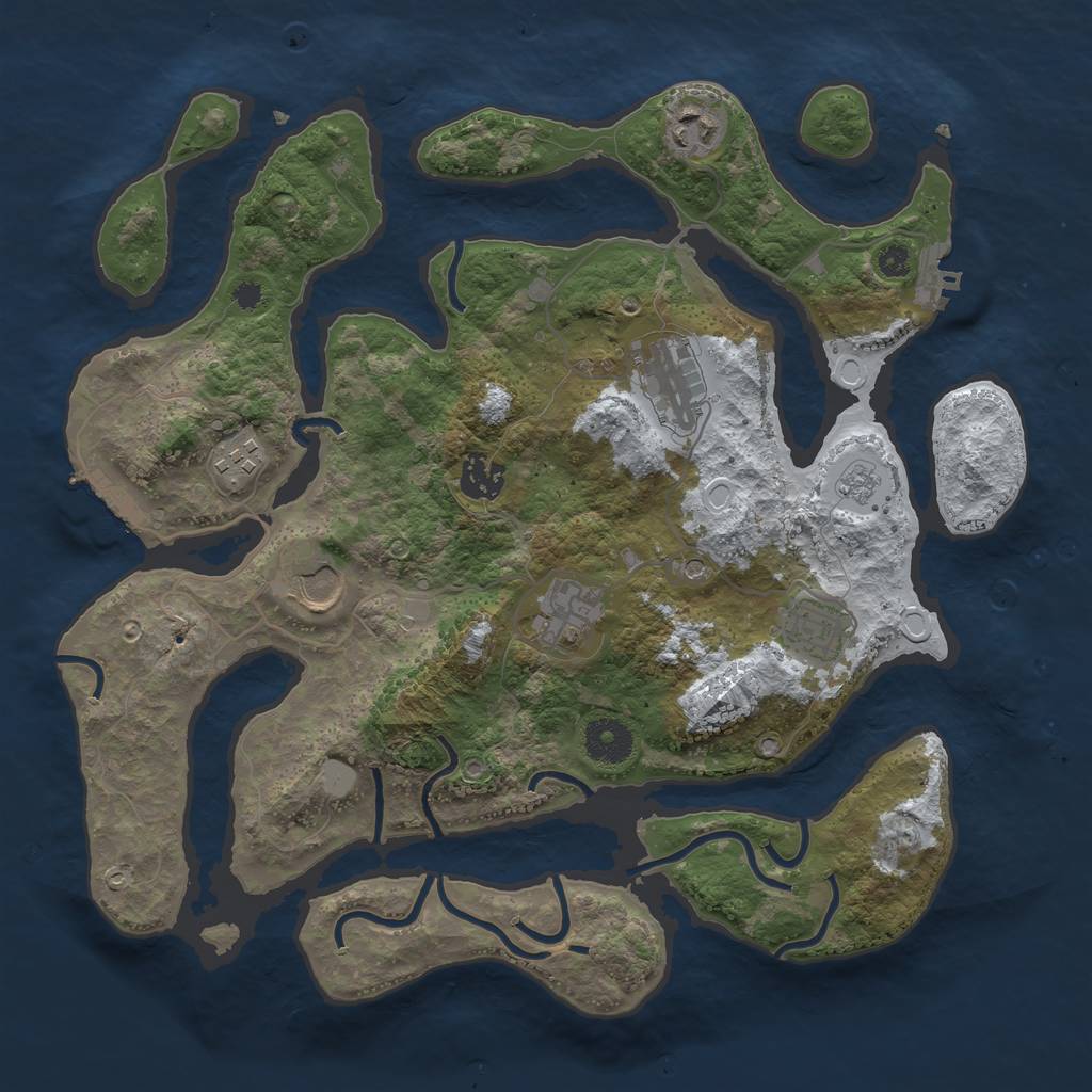 Rust Map: Procedural Map, Size: 3500, Seed: 1297679, 16 Monuments