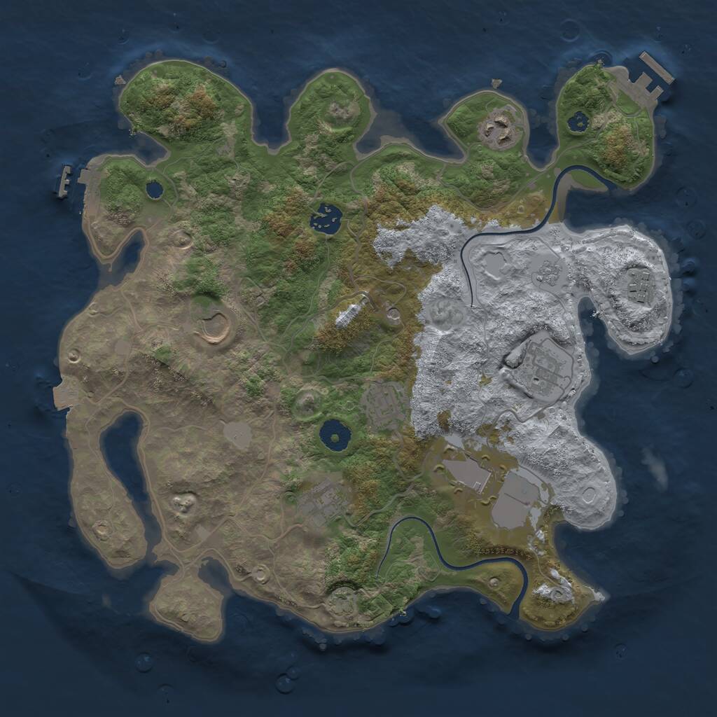 Rust Map: Procedural Map, Size: 3500, Seed: 3756772, 14 Monuments