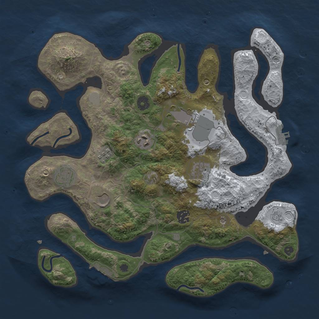 Rust Map: Procedural Map, Size: 3500, Seed: 3818004, 16 Monuments