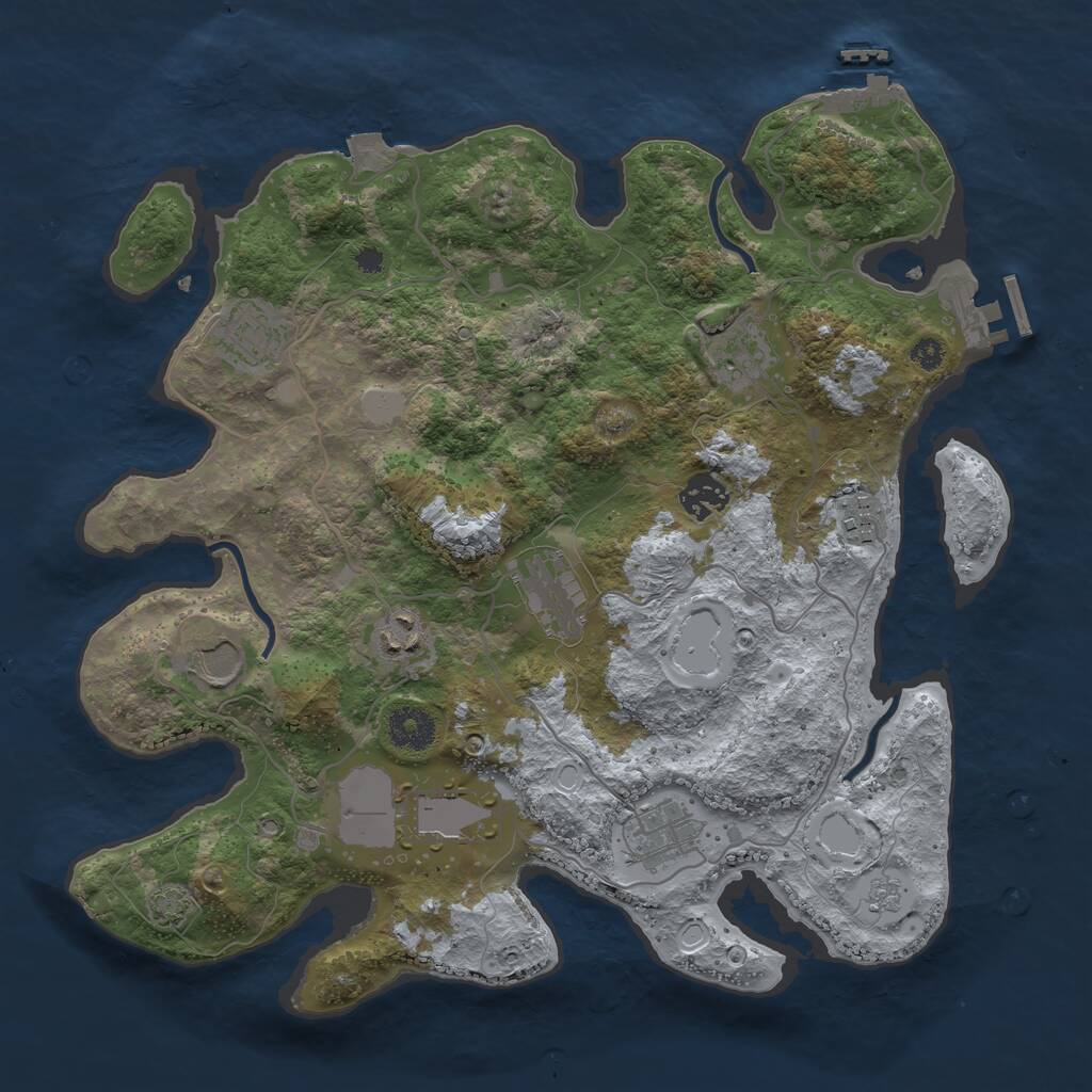 Rust Map: Procedural Map, Size: 3550, Seed: 3918, 14 Monuments