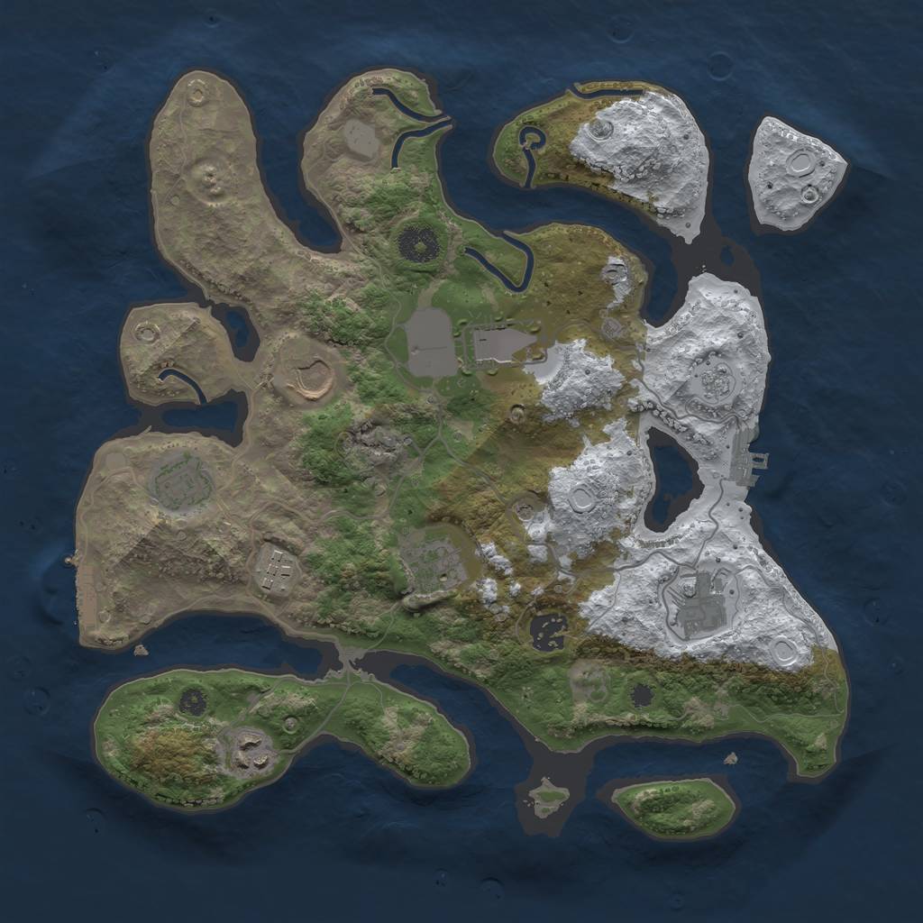 Rust Map: Procedural Map, Size: 3500, Seed: 3957297, 17 Monuments