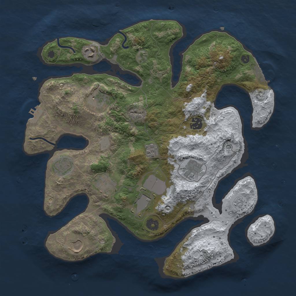 Rust Map: Procedural Map, Size: 3550, Seed: 975727, 18 Monuments