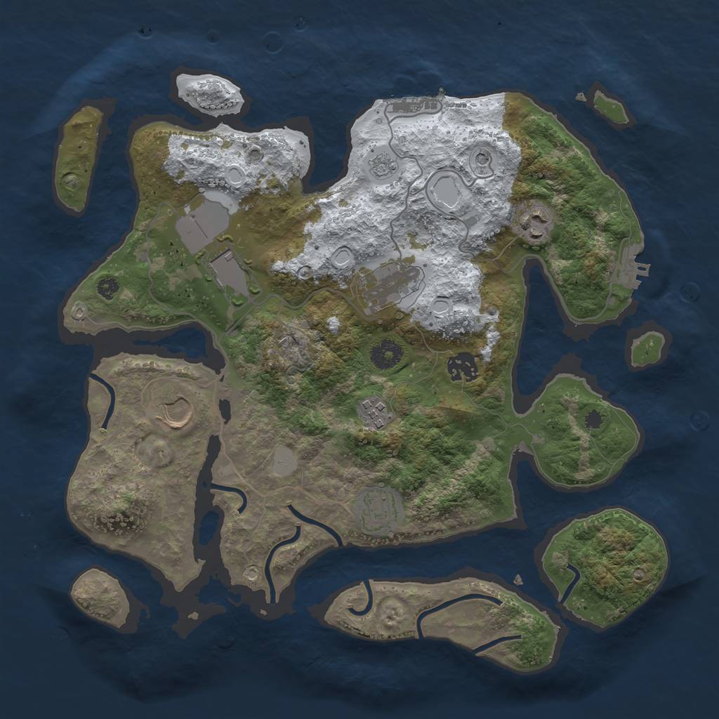 Rust Map: Procedural Map, Size: 3500, Seed: 1707607, 16 Monuments