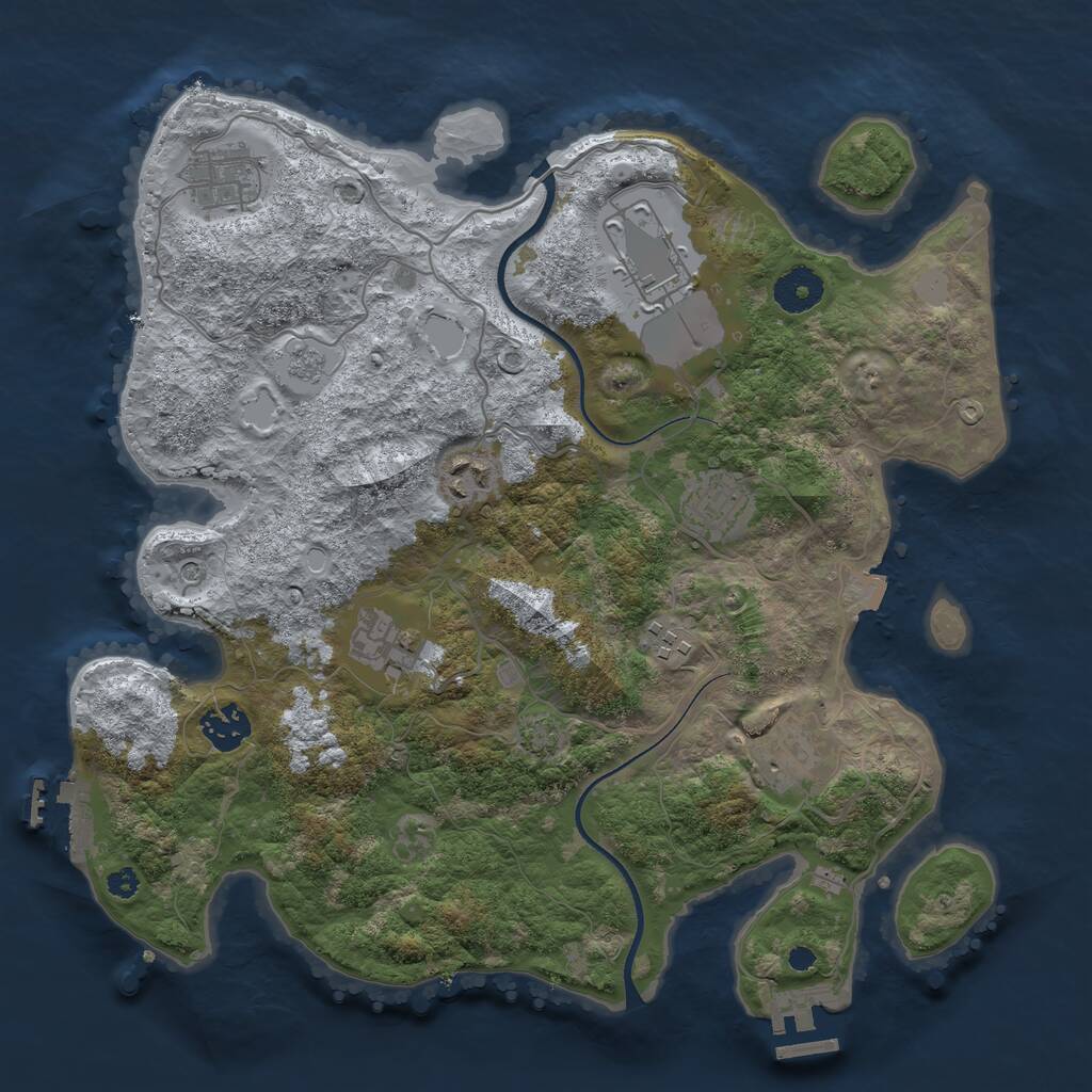 Rust Map: Procedural Map, Size: 3500, Seed: 2585991, 14 Monuments