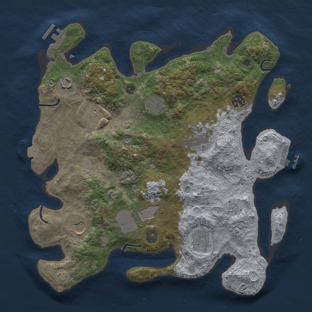 Rust Map: Procedural Map, Size: 3500, Seed: 6439326, 14 Monuments