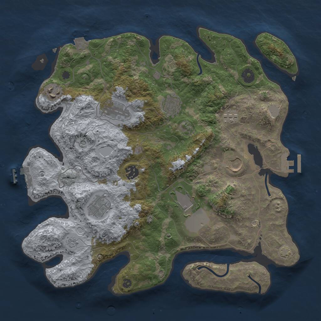 Rust Map: Procedural Map, Size: 3500, Seed: 846907, 14 Monuments