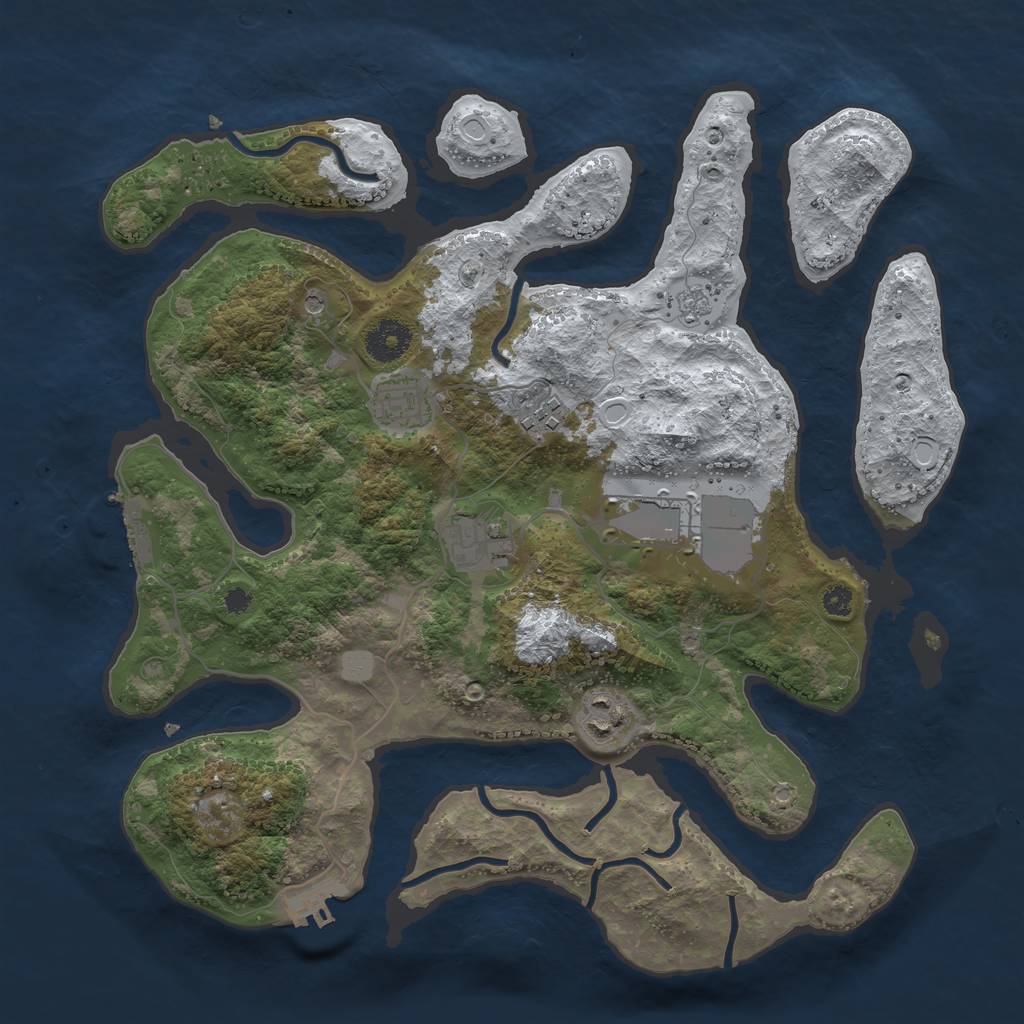 Rust Map: Procedural Map, Size: 3500, Seed: 1363877, 14 Monuments