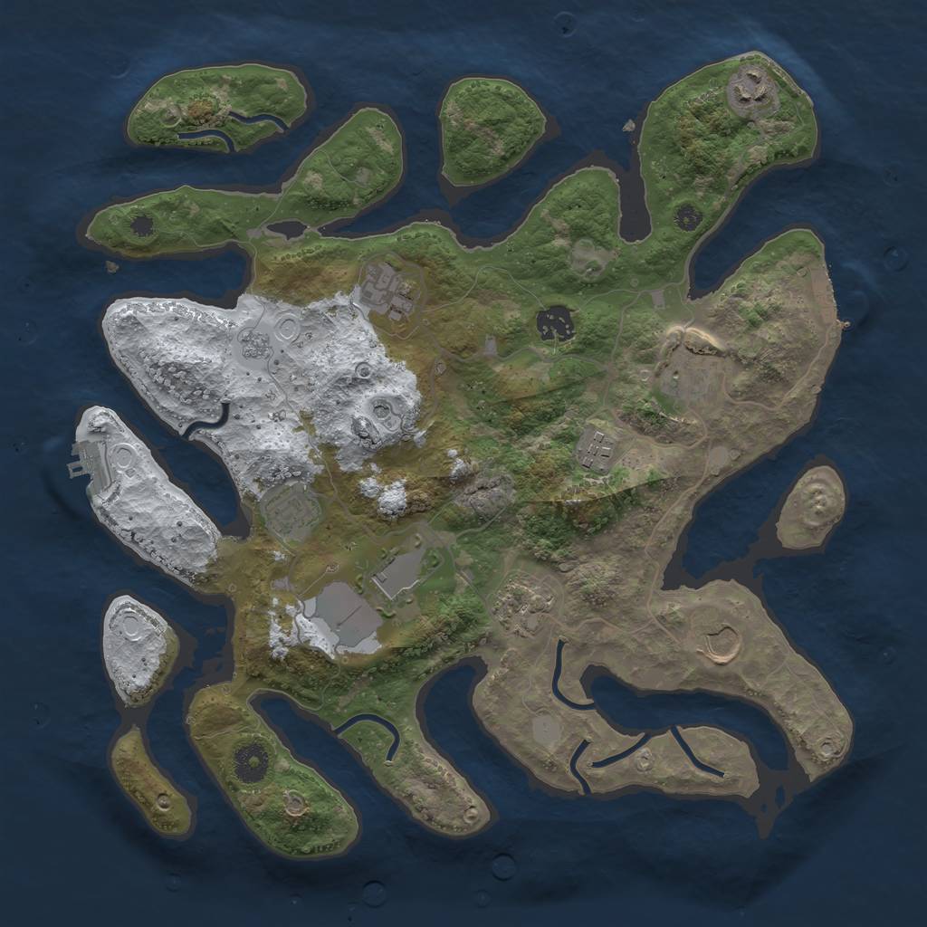 Rust Map: Procedural Map, Size: 3700, Seed: 694268, 18 Monuments