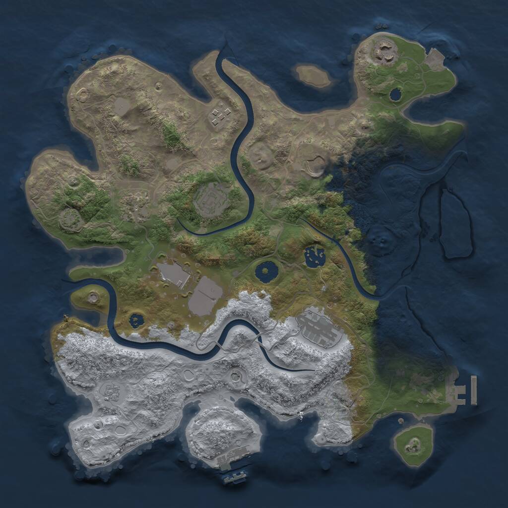 Rust Map: Procedural Map, Size: 3500, Seed: 2649106, 14 Monuments