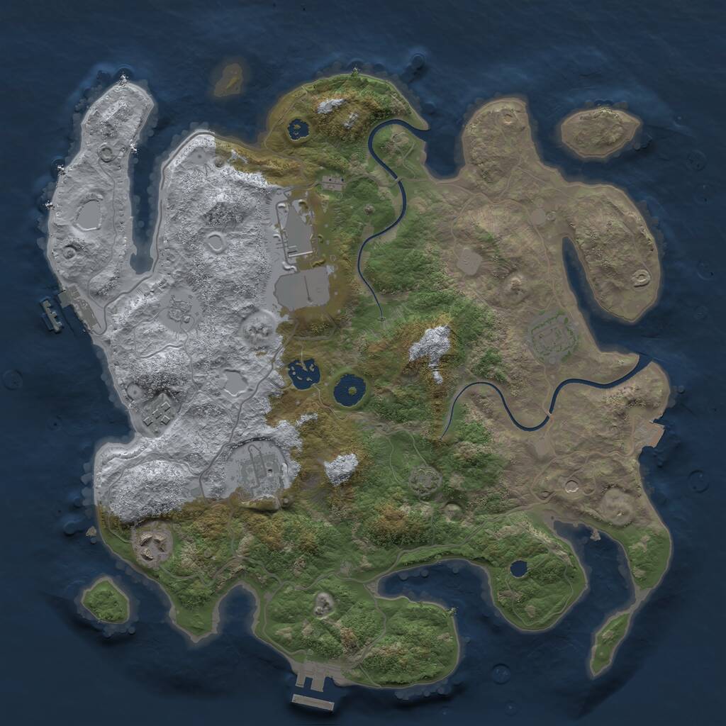 Rust Map: Procedural Map, Size: 3500, Seed: 201605, 12 Monuments