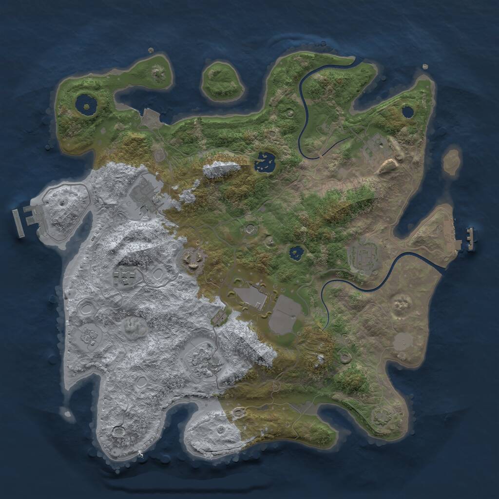 Rust Map: Procedural Map, Size: 3500, Seed: 2438813, 14 Monuments