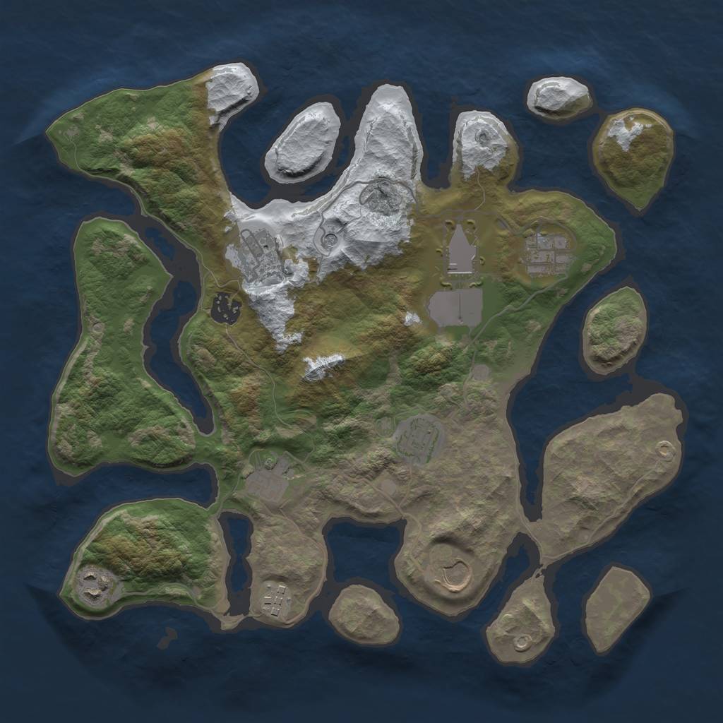 Rust Map: Barren, Size: 3500, Seed: 5782928, 12 Monuments