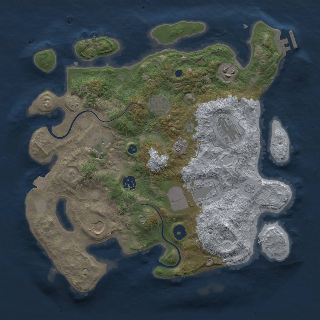 Rust Map: Procedural Map, Size: 3500, Seed: 606056, 12 Monuments