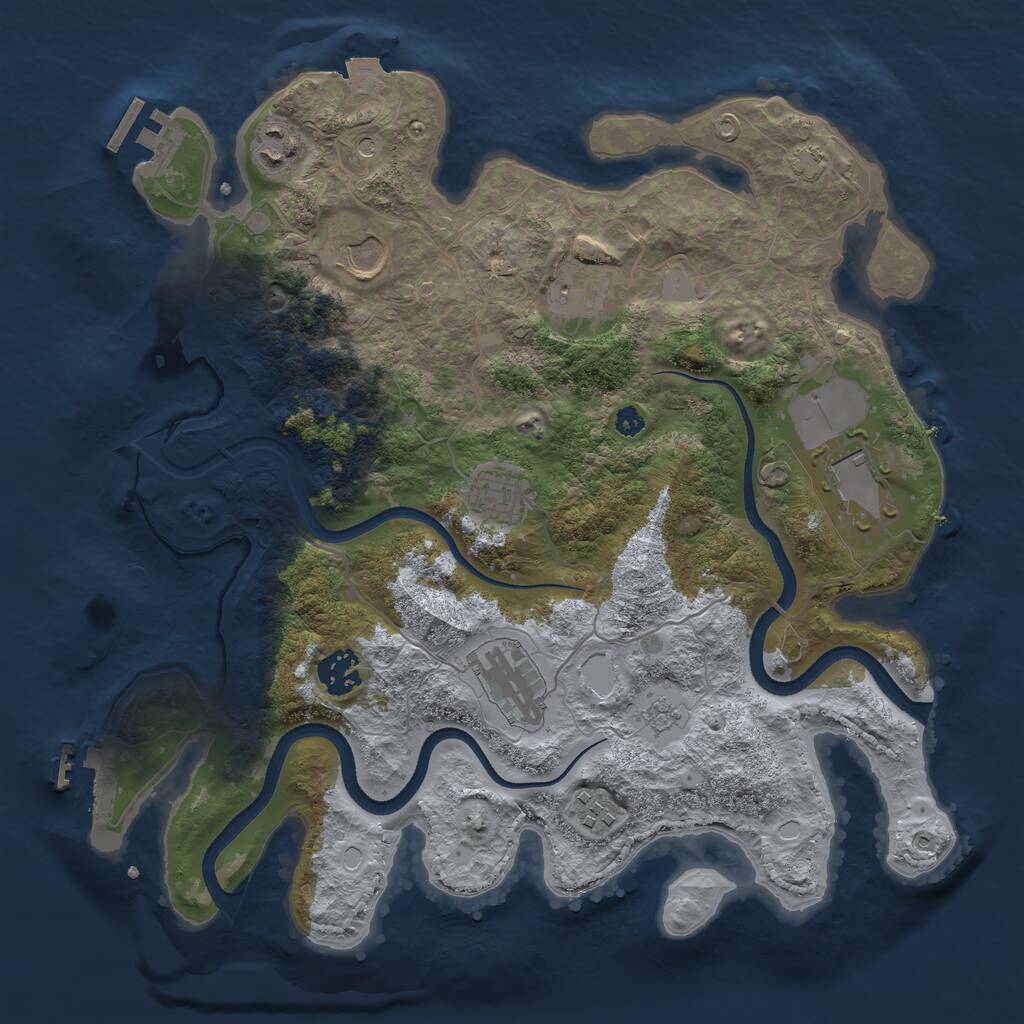 Rust Map: Procedural Map, Size: 3500, Seed: 55000, 14 Monuments