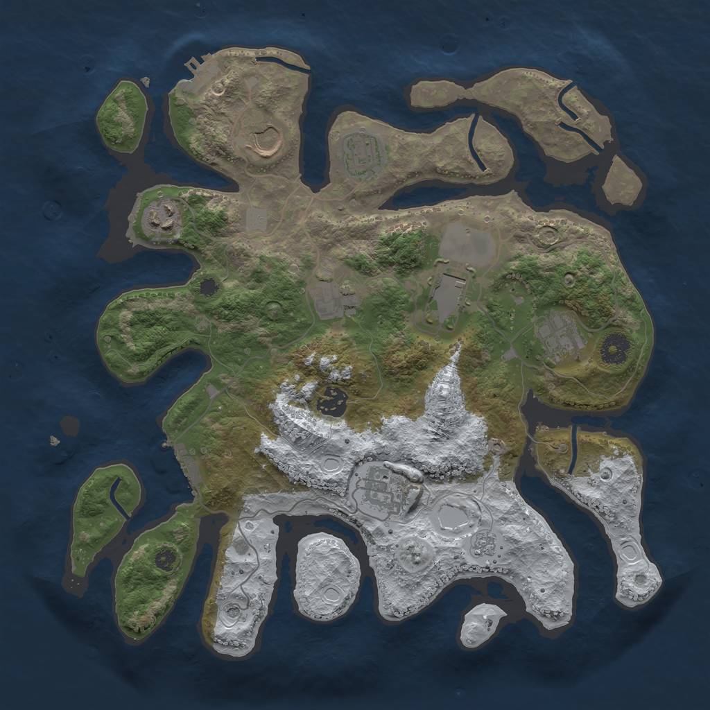 Rust Map: Procedural Map, Size: 3500, Seed: 55000, 17 Monuments