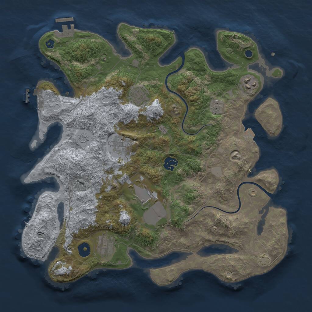 Rust Map: Procedural Map, Size: 3500, Seed: 2014891, 12 Monuments