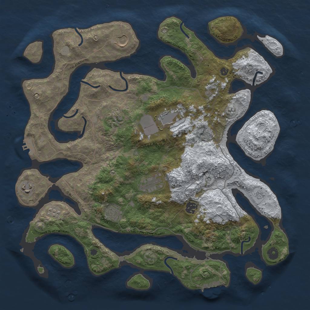 Rust Map: Procedural Map, Size: 4000, Seed: 1193884, 17 Monuments