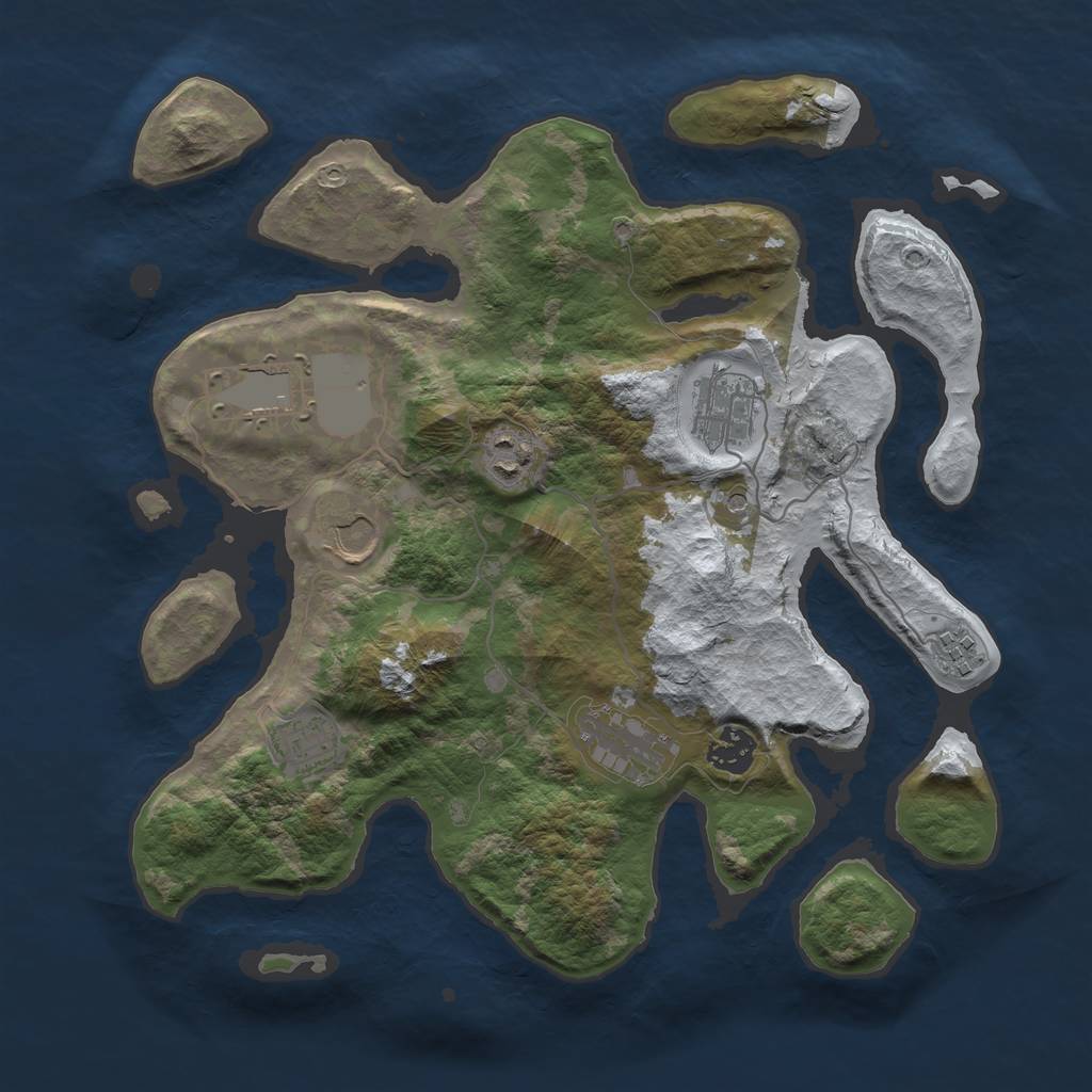 Rust Map: Barren, Size: 3500, Seed: 6230309, 11 Monuments