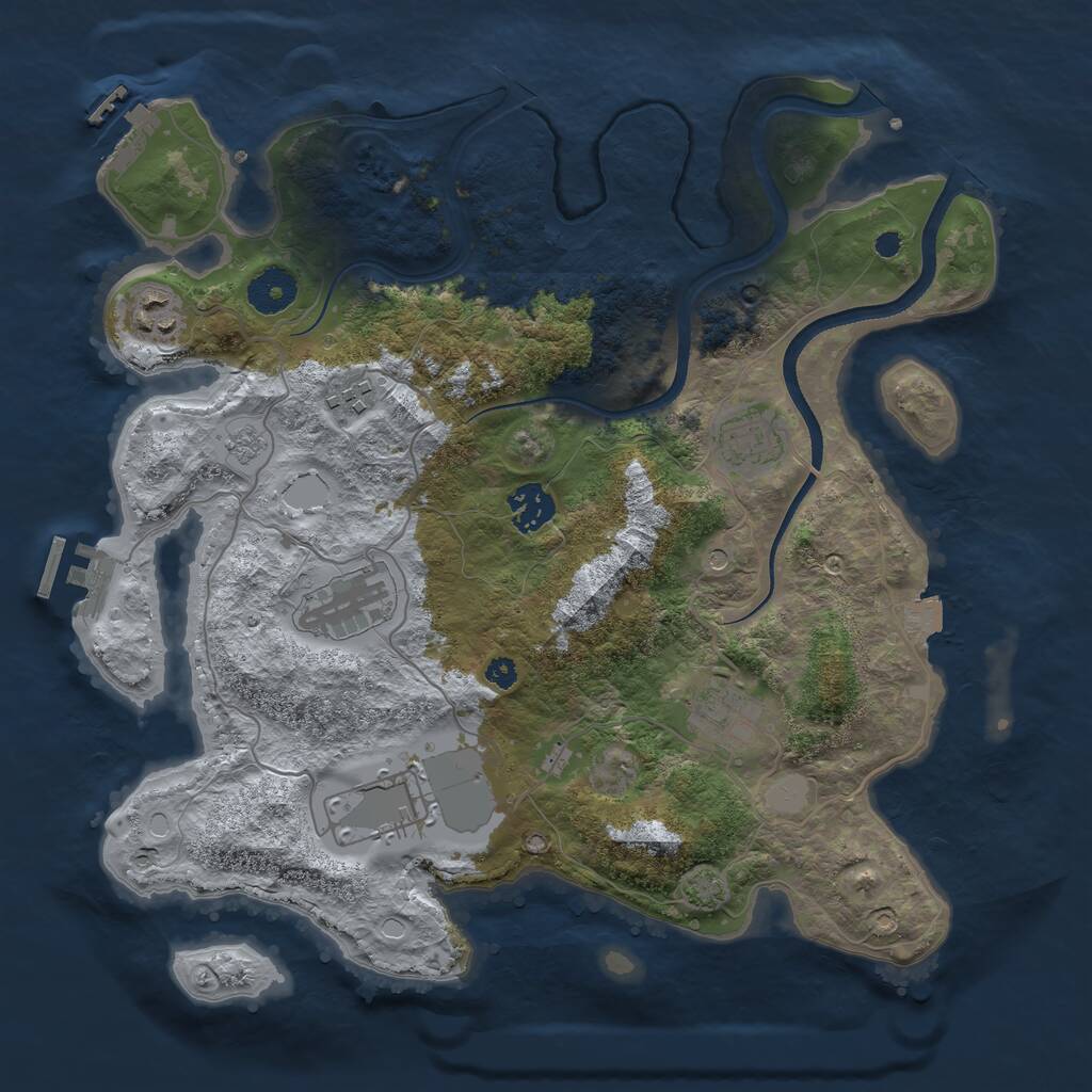 Rust Map: Procedural Map, Size: 3500, Seed: 5923207, 13 Monuments