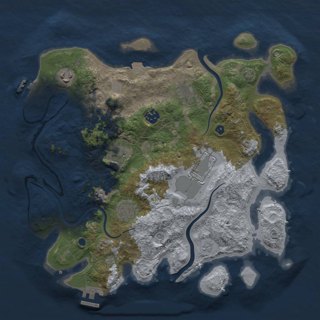 Rust Map: Procedural Map, Size: 3500, Seed: 5960166, 13 Monuments