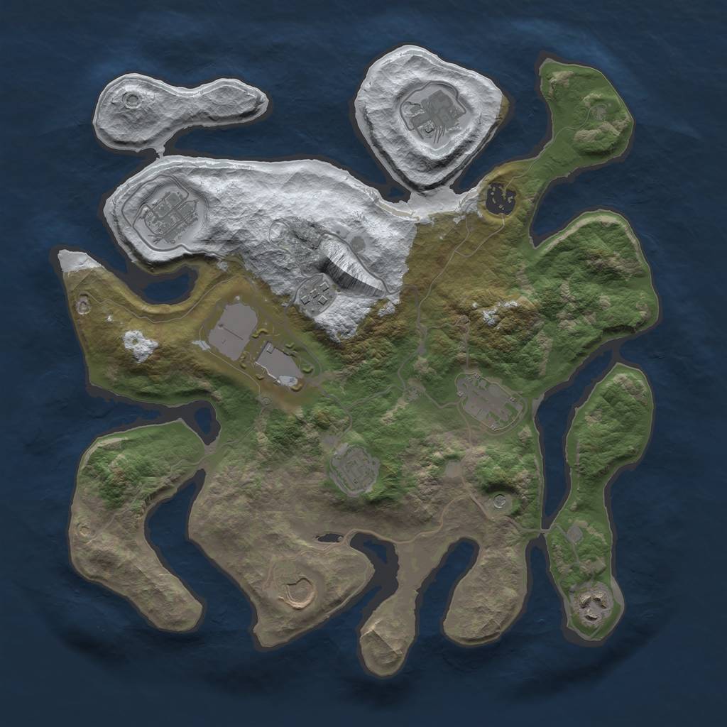 Rust Map: Barren, Size: 3500, Seed: 1779270, 12 Monuments