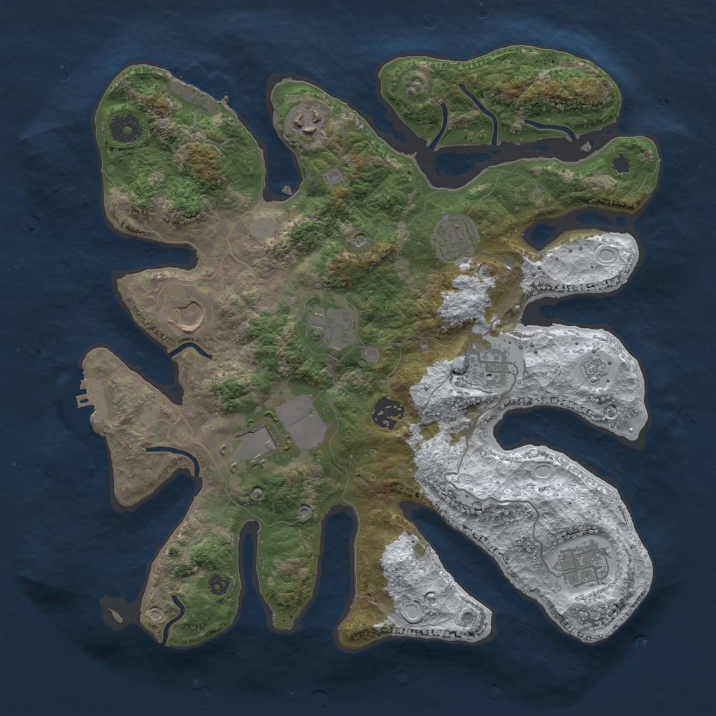 Rust Map: Procedural Map, Size: 3500, Seed: 1165190, 17 Monuments