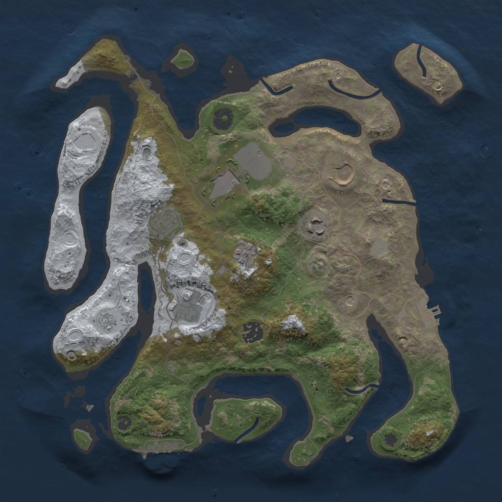 Rust Map: Procedural Map, Size: 3500, Seed: 384, 16 Monuments
