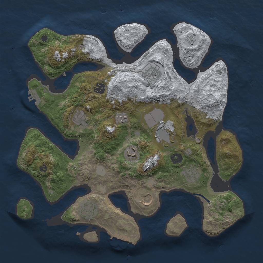 Rust Map: Procedural Map, Size: 3500, Seed: 845756, 18 Monuments