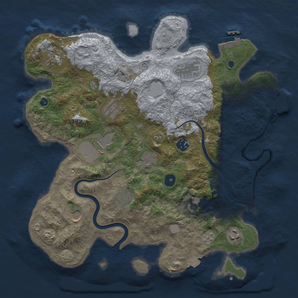Rust Map: Procedural Map, Size: 3750, Seed: 1162036328, 17 Monuments