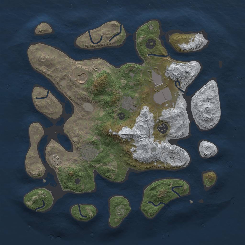 Rust Map: Procedural Map, Size: 3500, Seed: 5809130, 12 Monuments