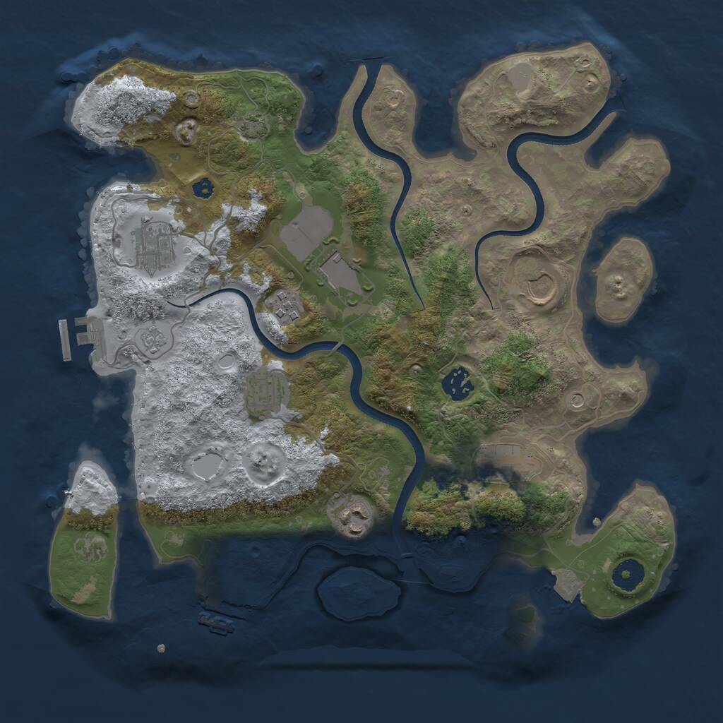 Rust Map: Procedural Map, Size: 3500, Seed: 74662, 14 Monuments