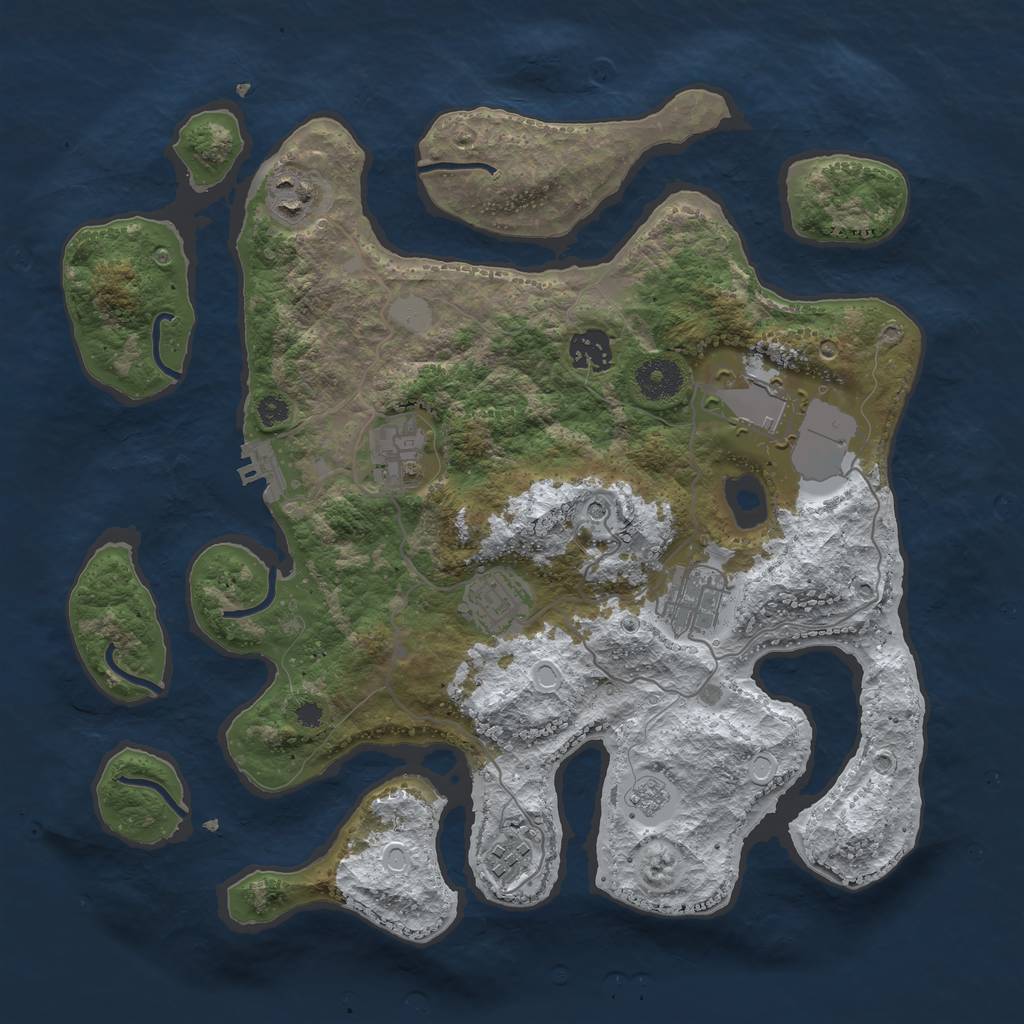 Rust Map: Procedural Map, Size: 3500, Seed: 4593119, 15 Monuments