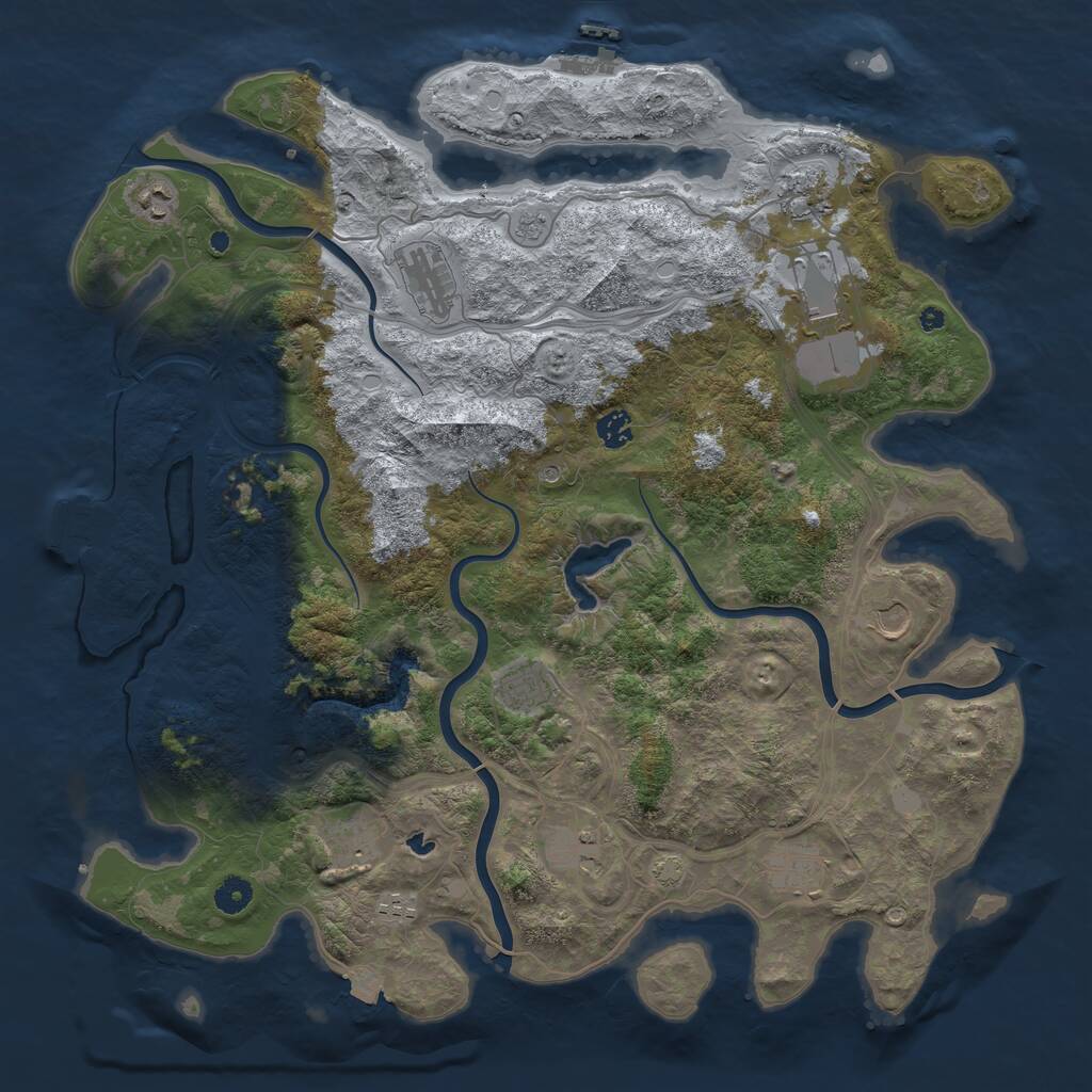 Rust Map: Procedural Map, Size: 4444, Seed: 245235, 17 Monuments