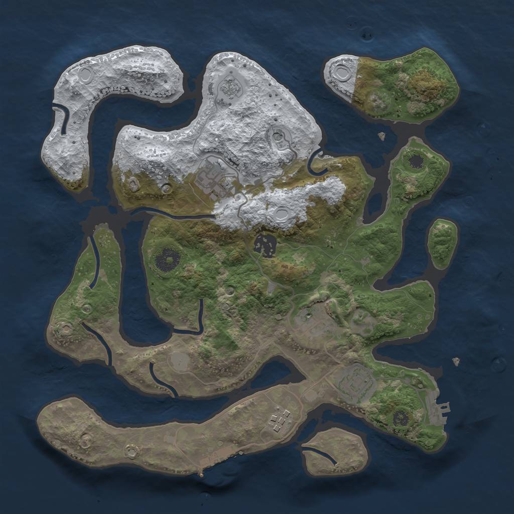 Rust Map: Procedural Map, Size: 3200, Seed: 22222222, 14 Monuments