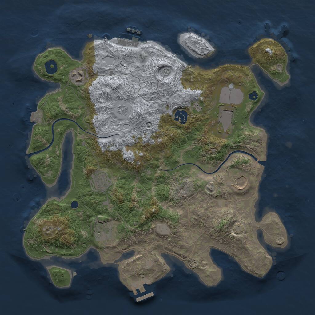 Rust Map: Procedural Map, Size: 3500, Seed: 3755284, 12 Monuments