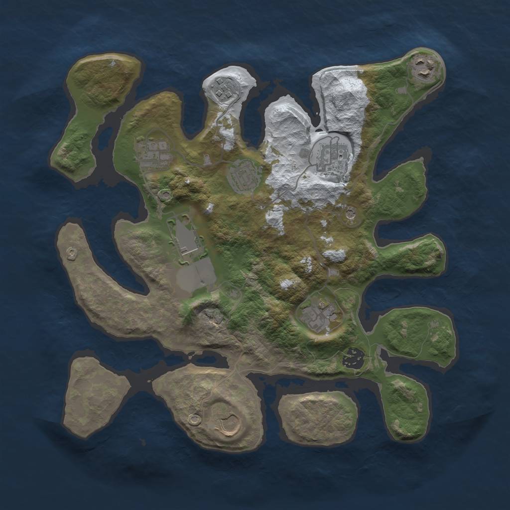 Rust Map: Barren, Size: 3500, Seed: 4306831, 12 Monuments