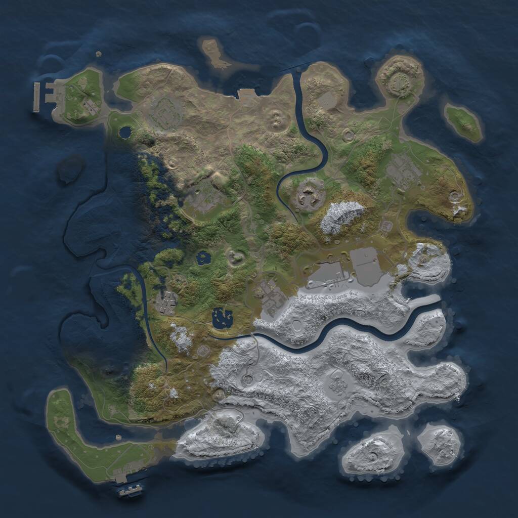 Rust Map: Procedural Map, Size: 3500, Seed: 5467938, 14 Monuments