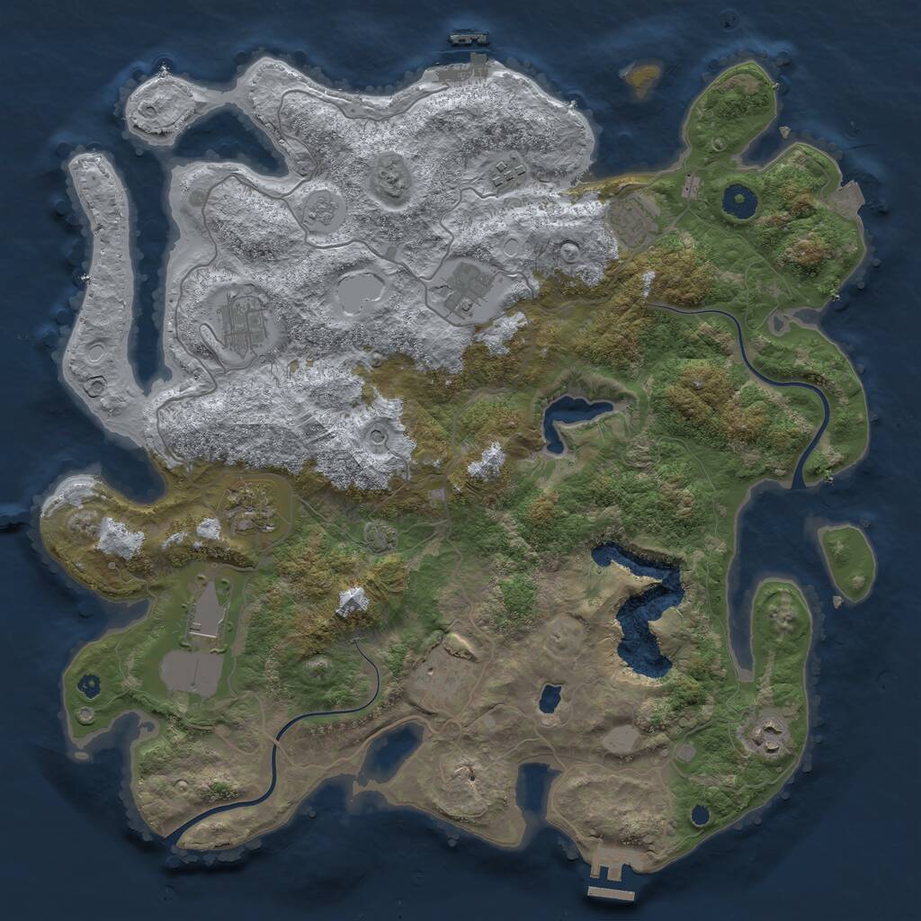 Rust Map: Procedural Map, Size: 4000, Seed: 1684321, 14 Monuments