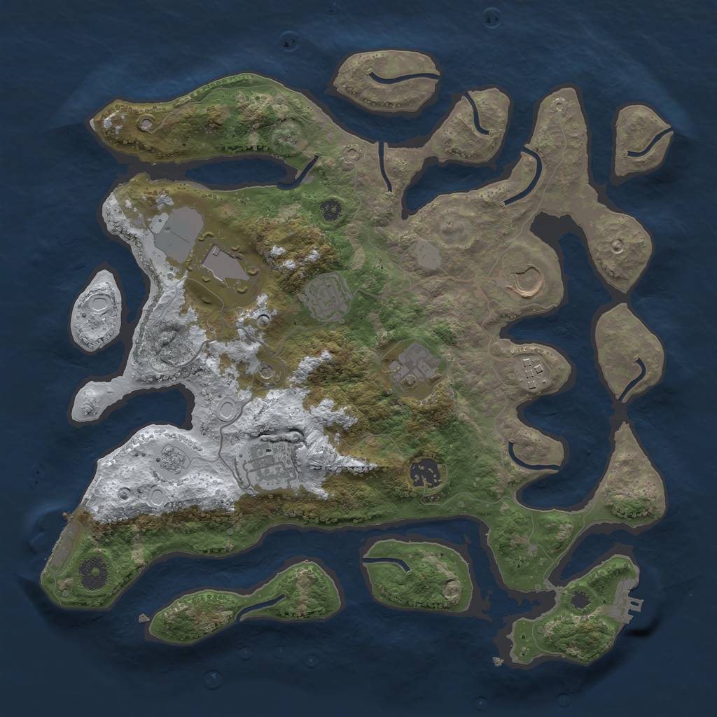 Rust Map: Procedural Map, Size: 3500, Seed: 167399, 16 Monuments