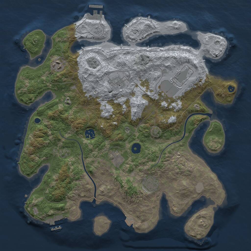 Rust Map: Procedural Map, Size: 3700, Seed: 251067035, 13 Monuments