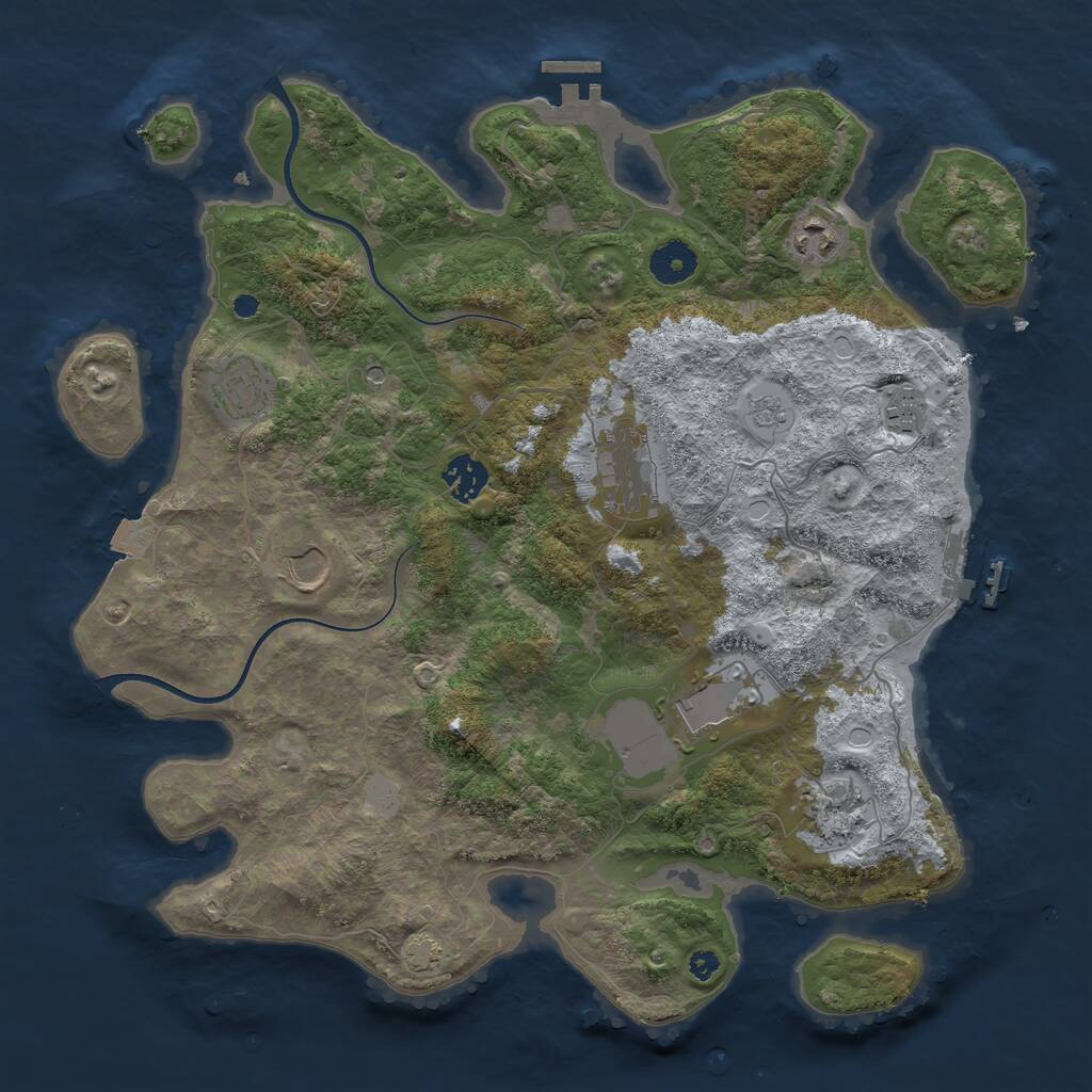 Rust Map: Procedural Map, Size: 3700, Seed: 3700319, 14 Monuments