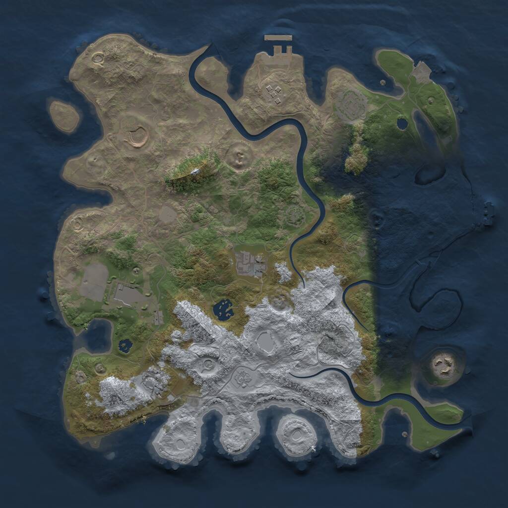 Rust Map: Procedural Map, Size: 3700, Seed: 1068284, 14 Monuments
