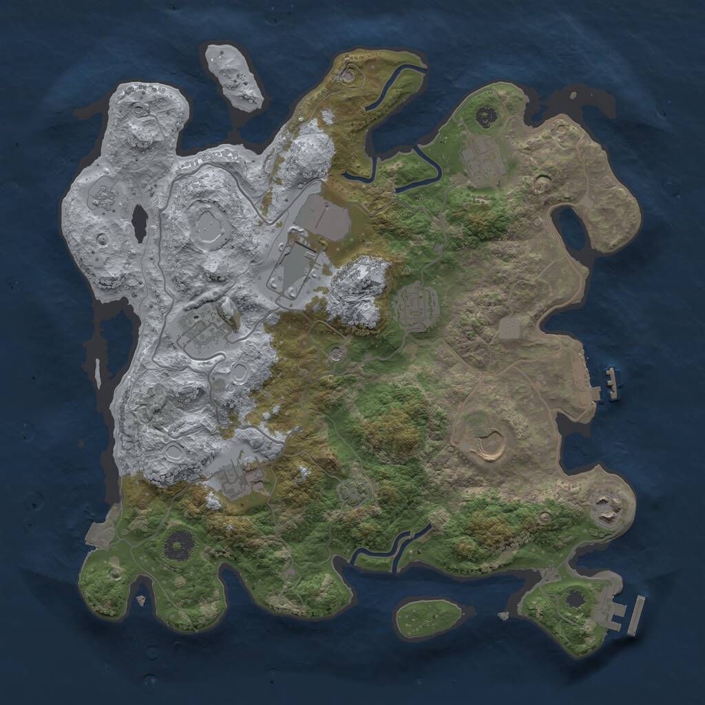 Rust Map: Procedural Map, Size: 3500, Seed: 874592, 13 Monuments