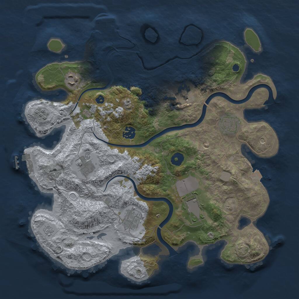 Rust Map: Procedural Map, Size: 3500, Seed: 2163688, 14 Monuments
