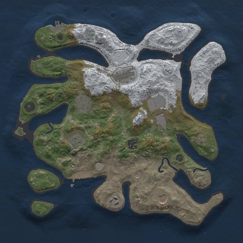Rust Map: Procedural Map, Size: 3500, Seed: 2873011, 17 Monuments